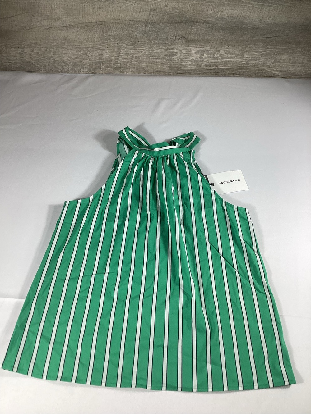 41 Hawthorn Green and White Striped Halter Blouse size M NWT